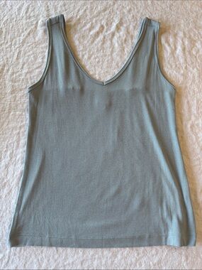 CAbi Blue gray Ribbed Scoop Neck Tank